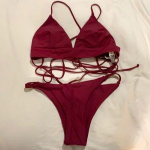 NWT- women’s size small maroon Cupshe 2 piece bikini